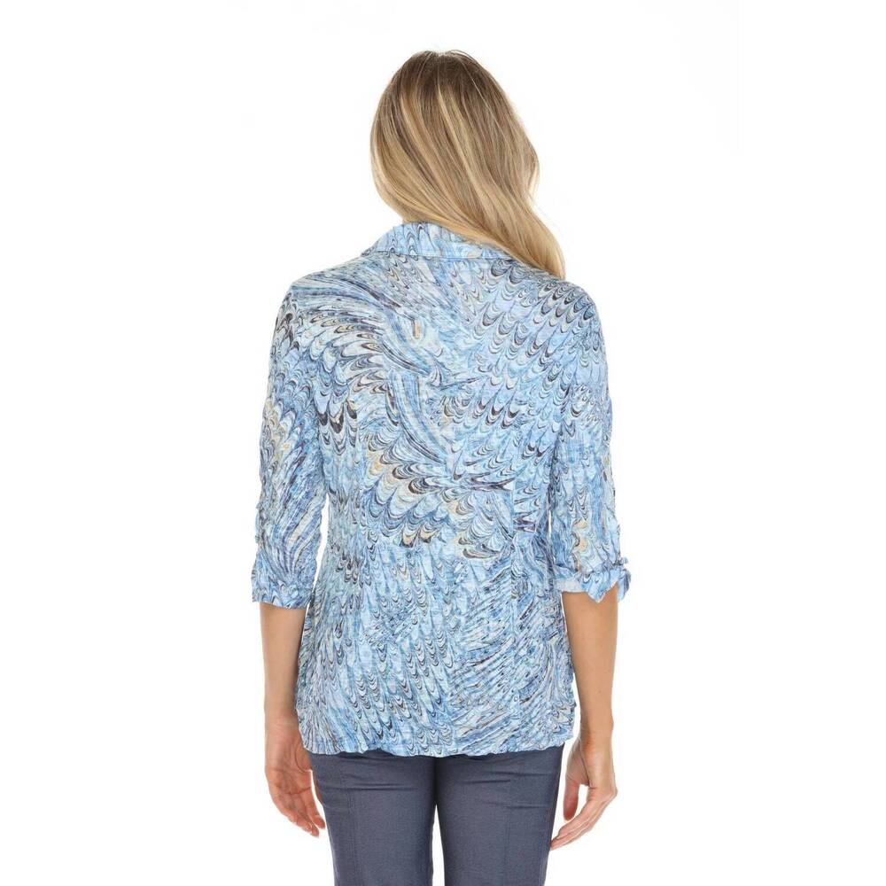 NEW CARINE sabrina 3/4 sleeves shirt in tidal drift - Picture 2 of 8